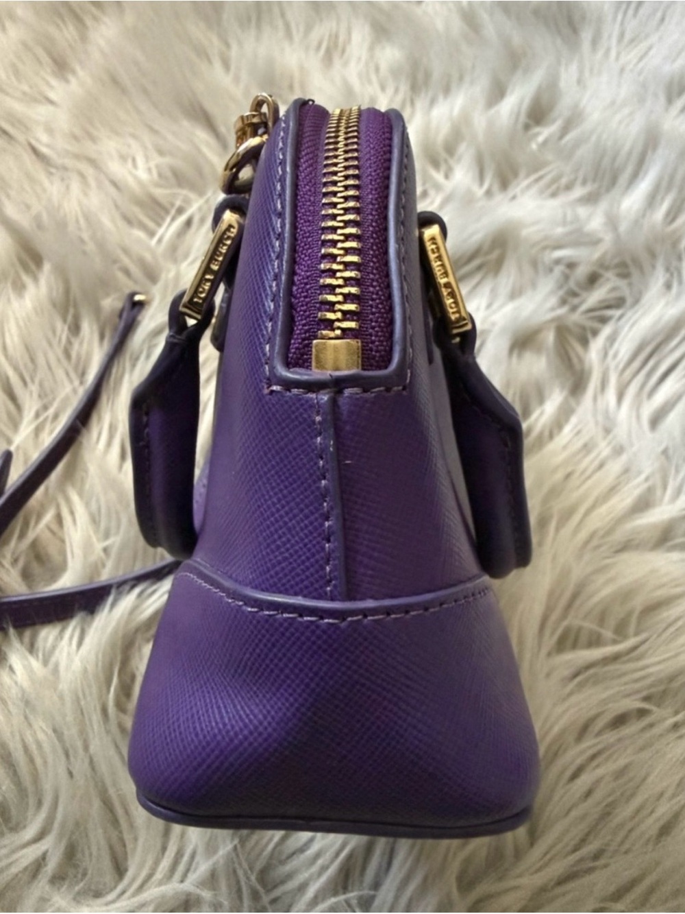 Tory Burch Purple Mini Robinson Dome Satchel Gold toned accents - Picture 6 of 12